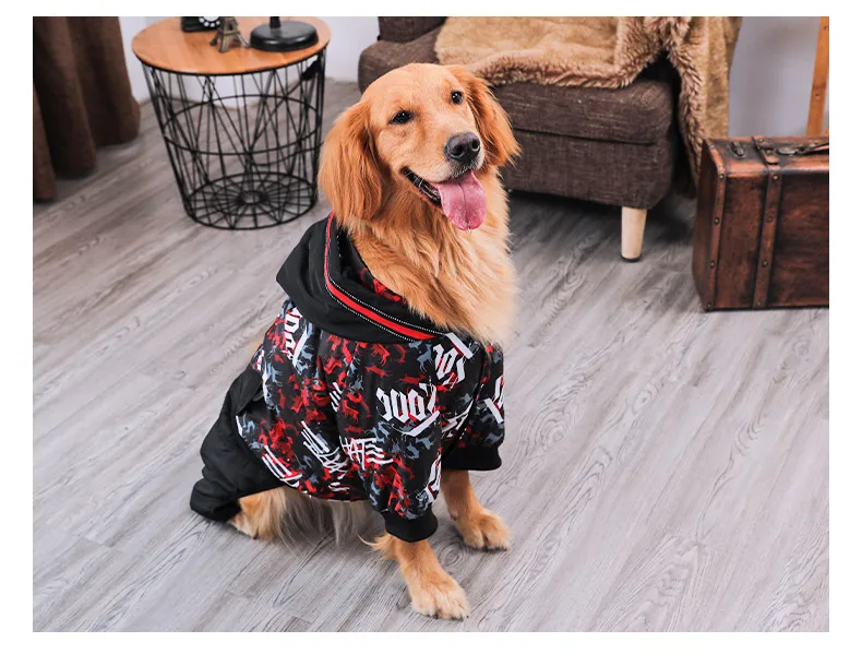 Теплый зимний четырехногий комбинезон для собак с капюшоном, одежда для ...