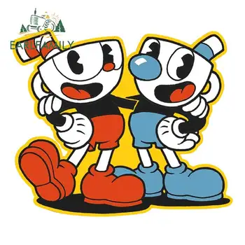 

EARLFAMILY 13cm x 11.0cm For Cuphead Anime Car Stickers Laptop Fine Decal For JDM VAN RV Motorcycle Car Door Protector