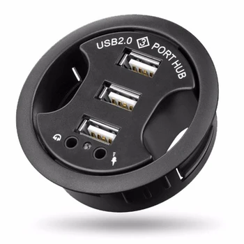 

High Speed Stereo Sound Adapter Charger Hub Multifunctional USB 2.0 Desk Portable 3 Ports Mobile Accessories Black