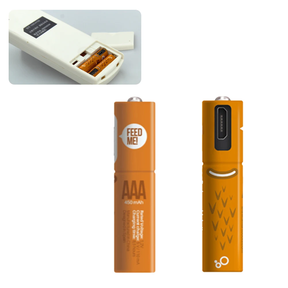 2 шт AAA предварительно заряженные аккумуляторы 1,2 V 450mAh Ni-MH аккумулятор оранжевый