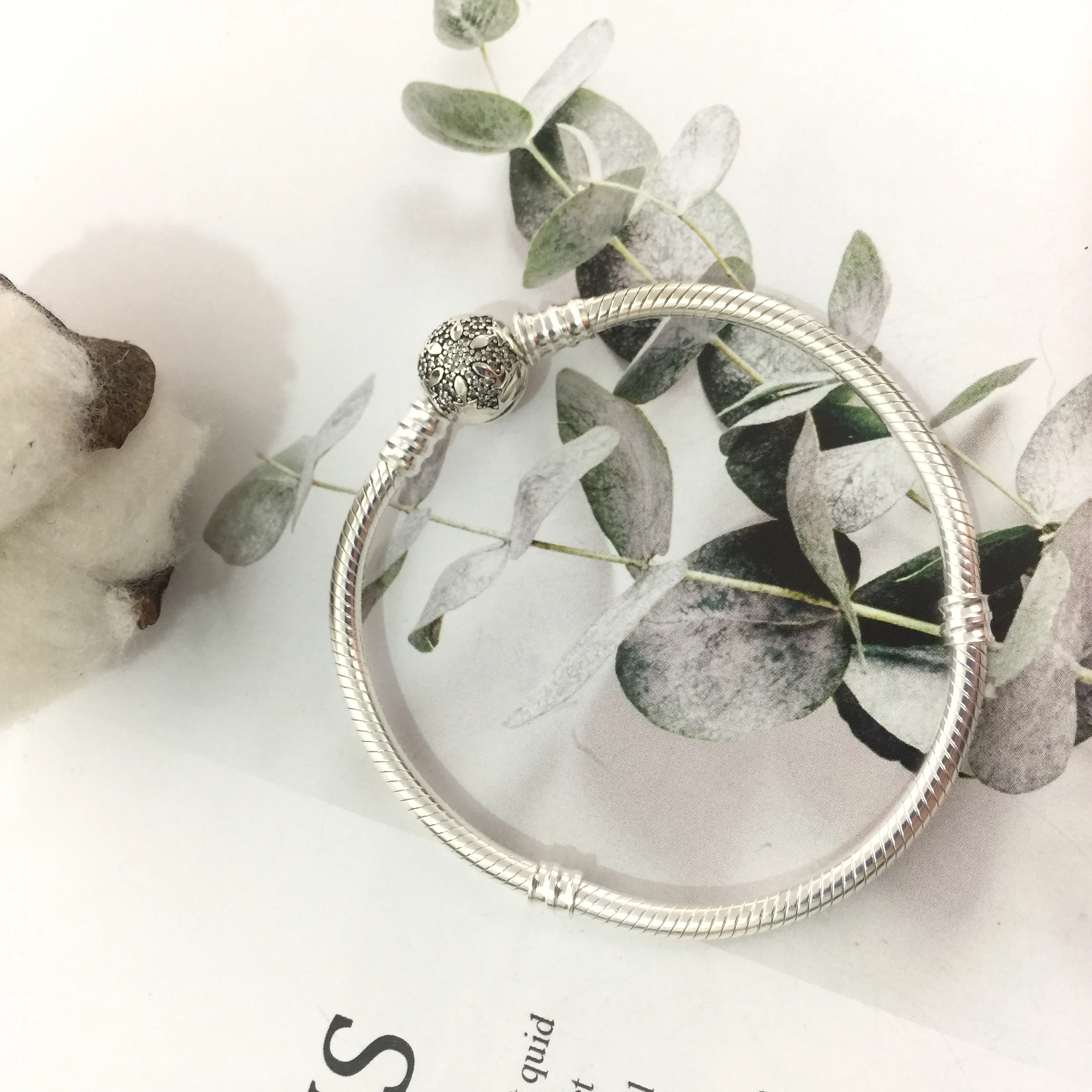 925 пробы Серебряный классический браслет с застежкой в виде снежинки женские ювелирные украшения