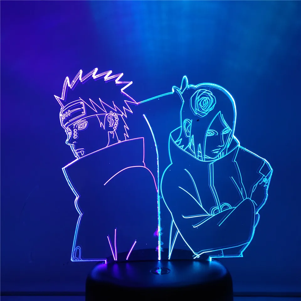 nagato konan naruto yahiko 3d led malam lampu anime dekorasi lampu dekorasi rumah lampara kreatif ilusi lampe untuk penerangan rumah