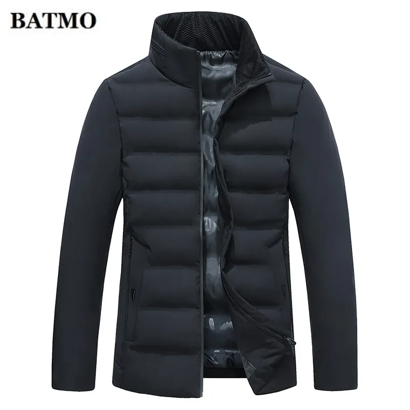 Batmo winter new arrival high quality Stand collar parkas men,Men's casual keep warm jacket coat,size L-4XL - Цвет: Черный