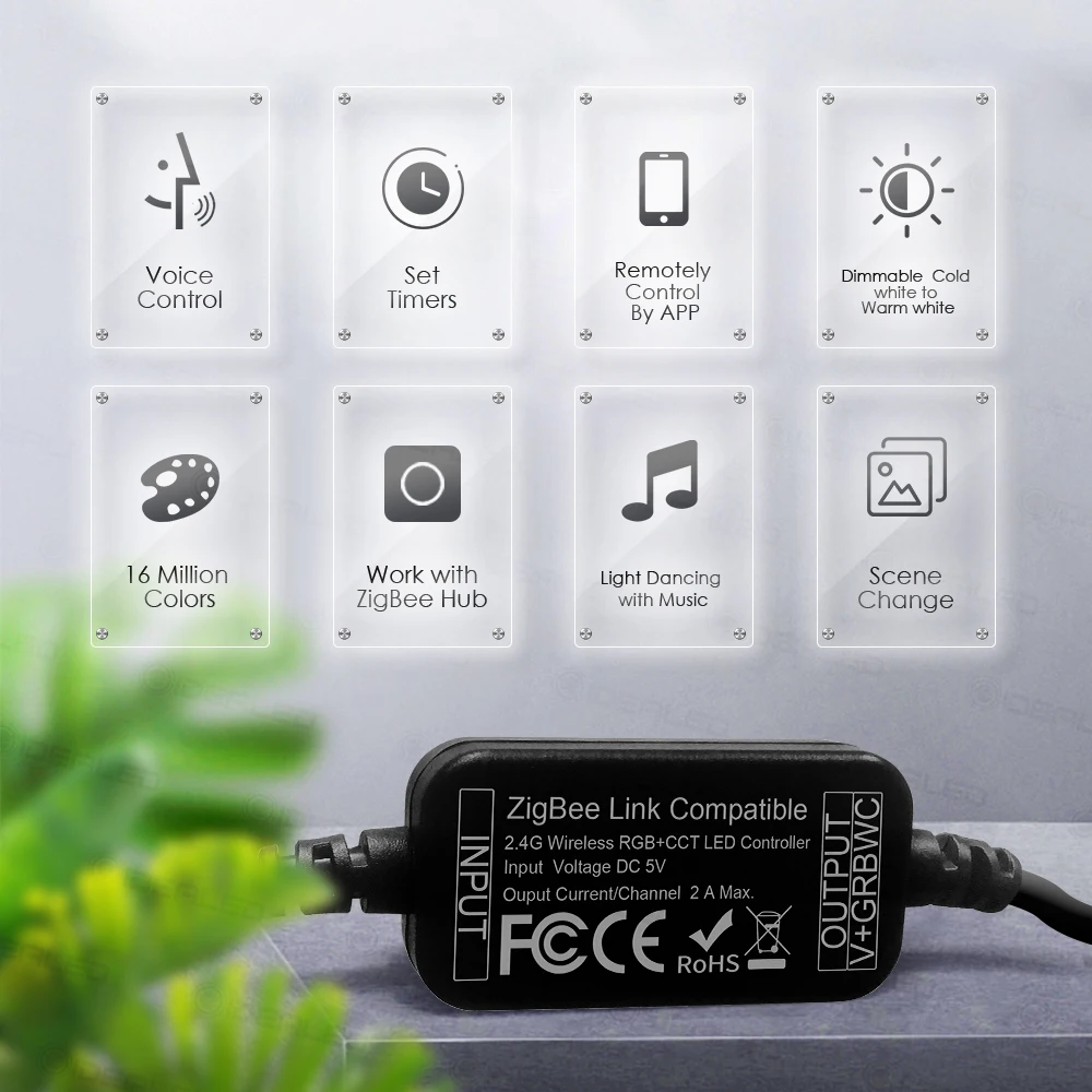 US $11.99 Smart Tv ZigBee Led Rgbcct Mini Controller Strip Light 5V Usb Controller By Alexa Echo Plus Voice Control Zigbee Hub Smartthings