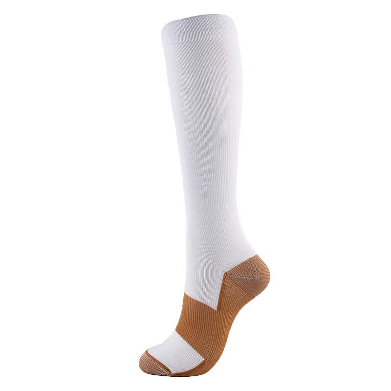 Новинка, 1 пара носков унисекс, компрессионные чулки, Чулки с варикозным эффектом, чулки до колена, эластичные носки для женщин и мужчин - Цвет: White