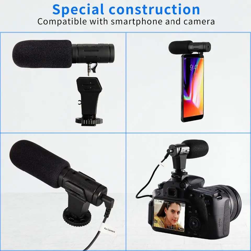 

MIC-07 Super 3.5mm Stereo Microphone VLOG Photography Interview Digital HD Video Recording Microphone for Smartphone and Camera