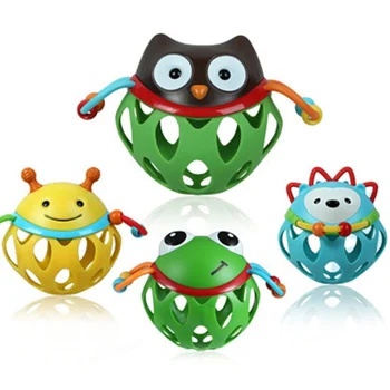 

1Pcs Cartoon Animal Catch Ball Toy Soft Ball Teether Rattle Dumbbell Early Educational Toy For Kid Hand Bell Baby Toys