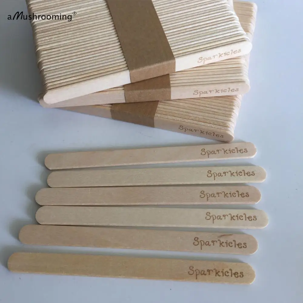 x50 Flat Ice Cream Sticks popsicle Stick 114mm long Lolly Lollipop Crafts Model can personalized Tools Birch Wood | Дом и сад