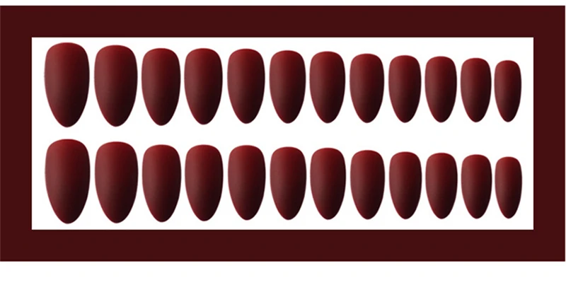 Nusx дизайн ногтей маникюр 24 шт матовые кончики длинные заостренные головки поддельные формы для ногтей наращивание Маникюр Искусство накладные ногти с клеем FA040