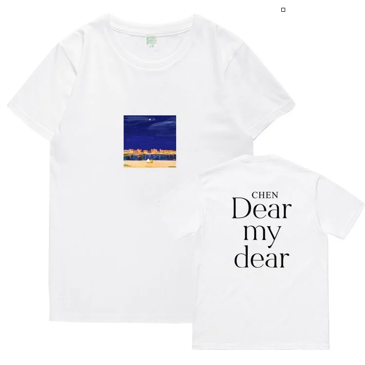 Летняя Стильная Футболка kpop exo chen album dear my dear That с принтом футболка унисекс с круглым вырезом и короткими рукавами k-pop - Цвет: 8