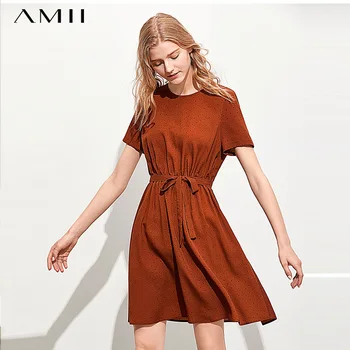 

Amii minimalist girls' holiday dress women's new summer 2019 polka dot print close waist strap slim Dress 11930287