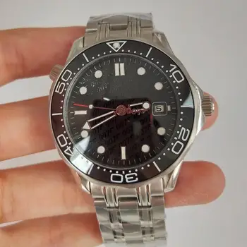 

Automatic Mechanical Watch 007 black Dial Men Ceramic Bezel Date Luminous hands Stainless Steel solid Bangle 41mm Watch 11-D18