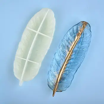 

DIY Jewelry Storage Resin Mold Handmade Jewelry Display Feather Plate Silicone Molds UV Resin Moulds for Jewelry Making Tools