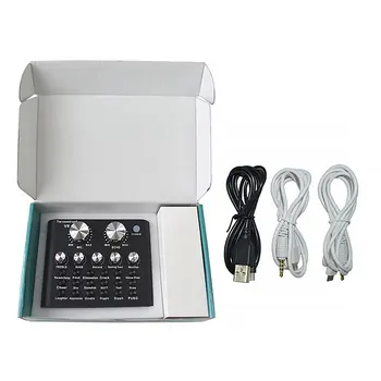 

V8 Sound Card Set Audio External USB Headset Microphone Live Broadcast Device Sound Card for Mobile Phone Computer