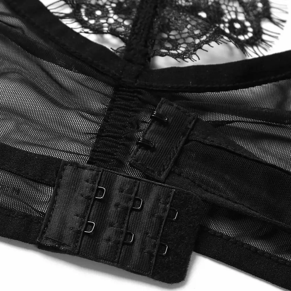 male underwear Mens Sissy Sexy Lenceria Nightwear See Through Sheer Mesh Gay Lingerie Set Fetish Lace Trim Bra with Open Butt G-string Panties