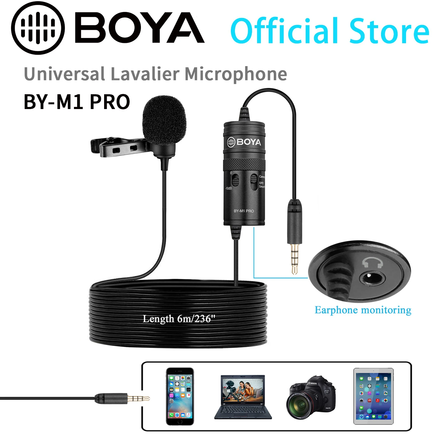 BOYA BY-M1 PRO Универсальный петличный микрофон для широковещательной передачи