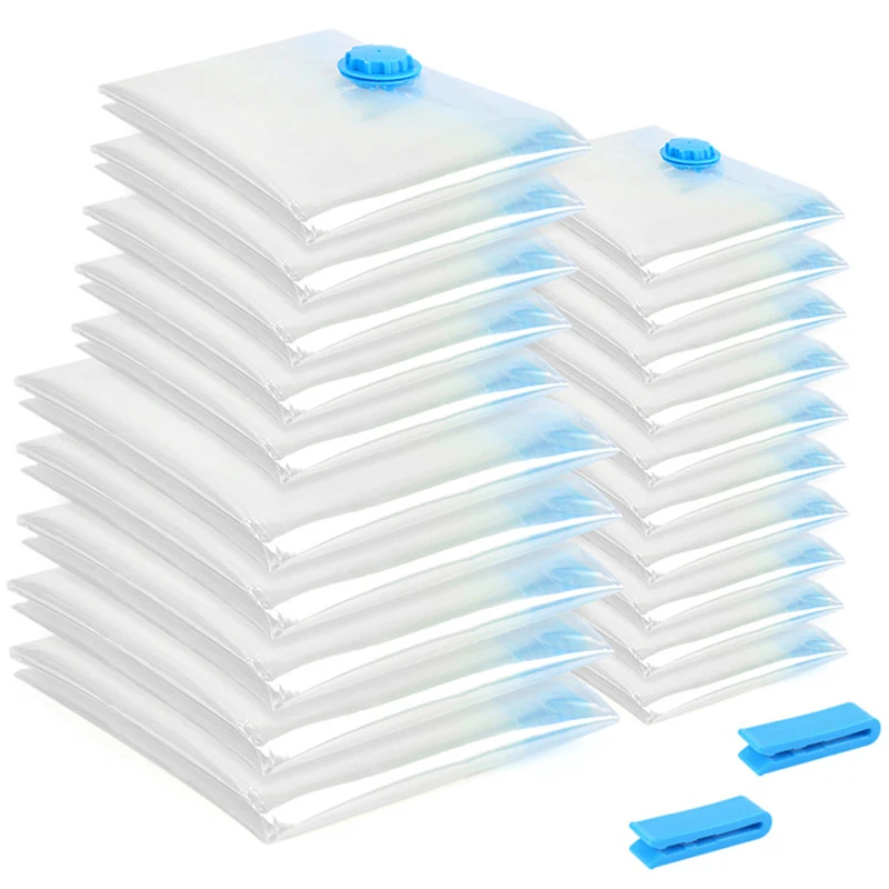 

TOP!-20Pcs/Set Vacuum Bag Foldable Clothes Storage Bag Transparent Border Large Capacity Compressed Home Organizer