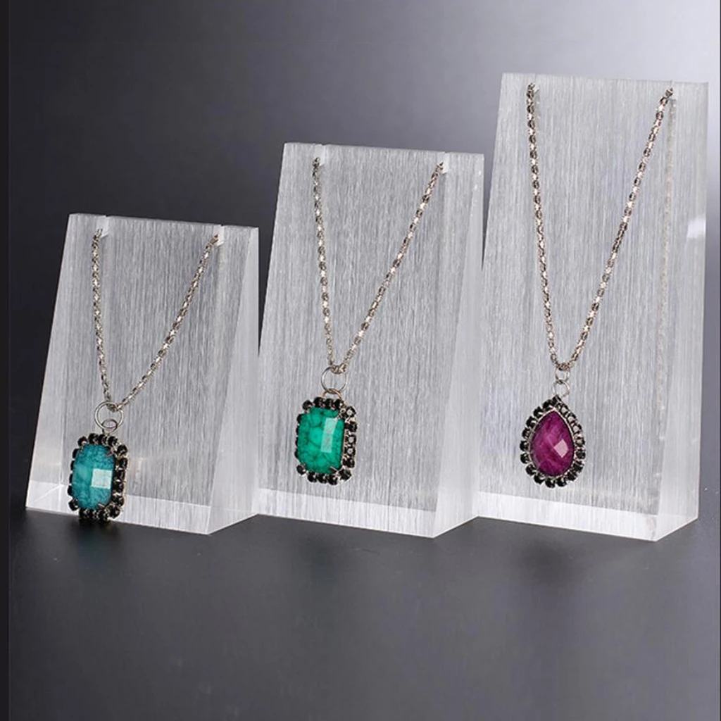 3pcs/Set Clear Acrylic Necklace Display Stand Rack Jewelry Holder Organizer