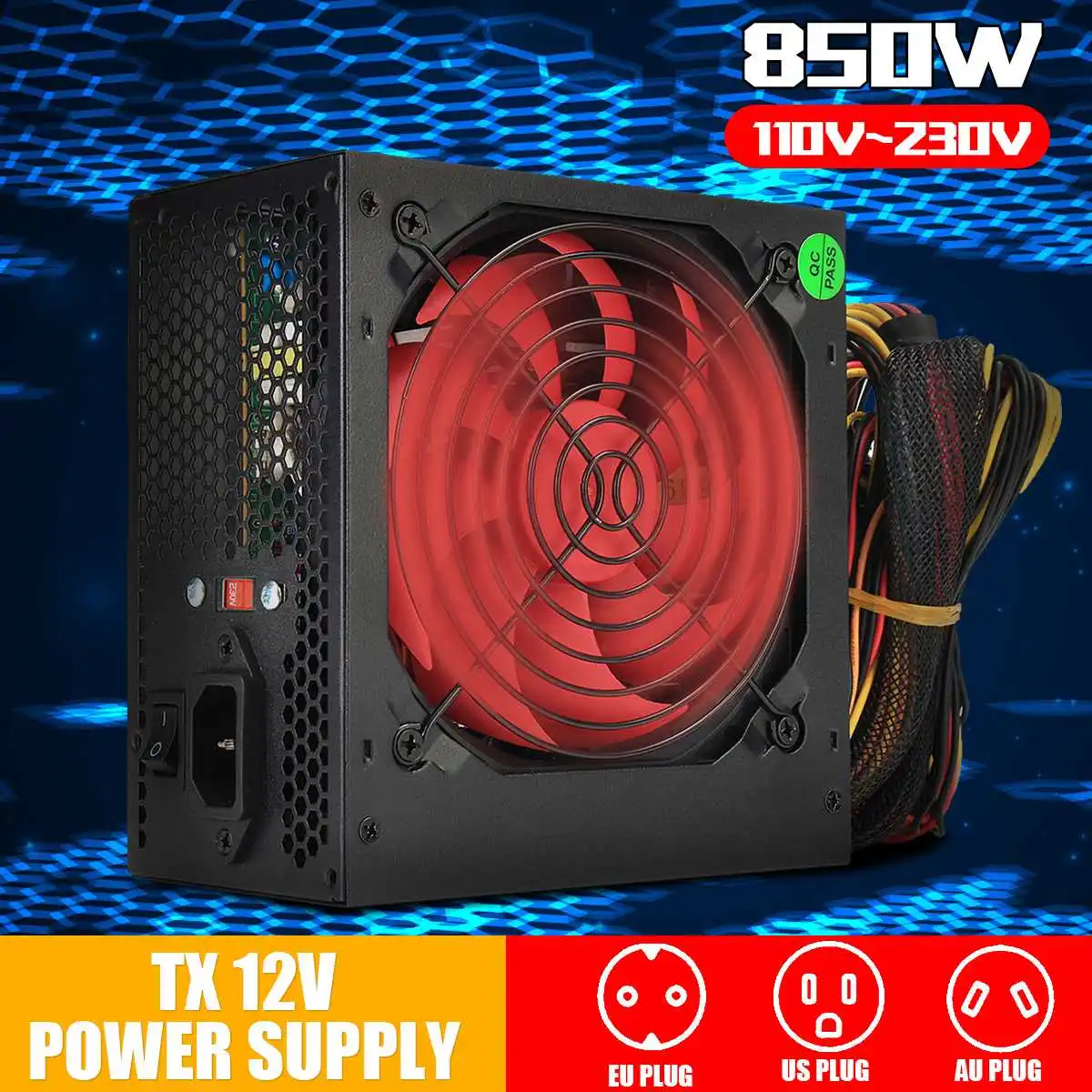 Блок питания для компьютера 850 Вт ATX 12 В вентилятор см 20 + 4PIN активный PFC 110 в 230 Intel