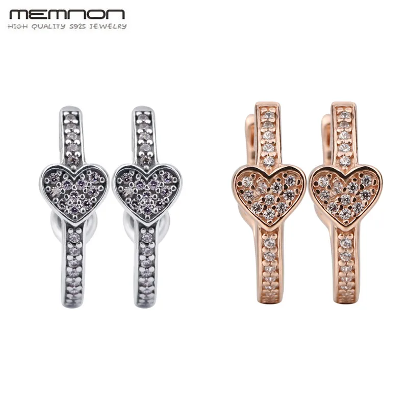 Серьги кольца Memnon женские из серебра 925 пробы с изящной розой и зрительными