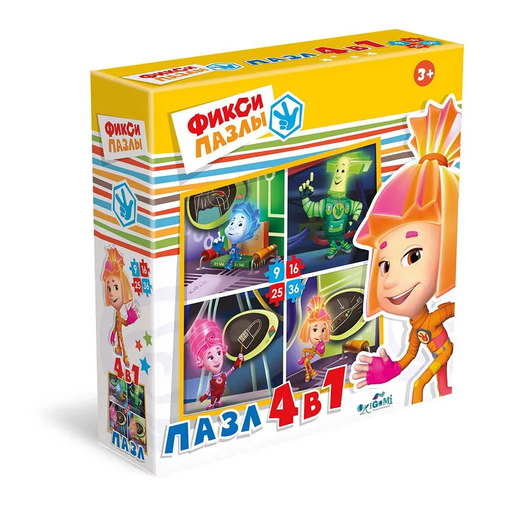 Пазл ORIGAMI Фиксики. Набор.4в1. 9-16-25-36эл. Обучение. арт. 12550
