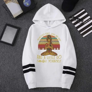 

I'm Mostly Peace Love and Light Meditation Hoodies Women Fleece Long Sleeve Grunge Tops Hooded Sweatshirt Outwear Dropshipping
