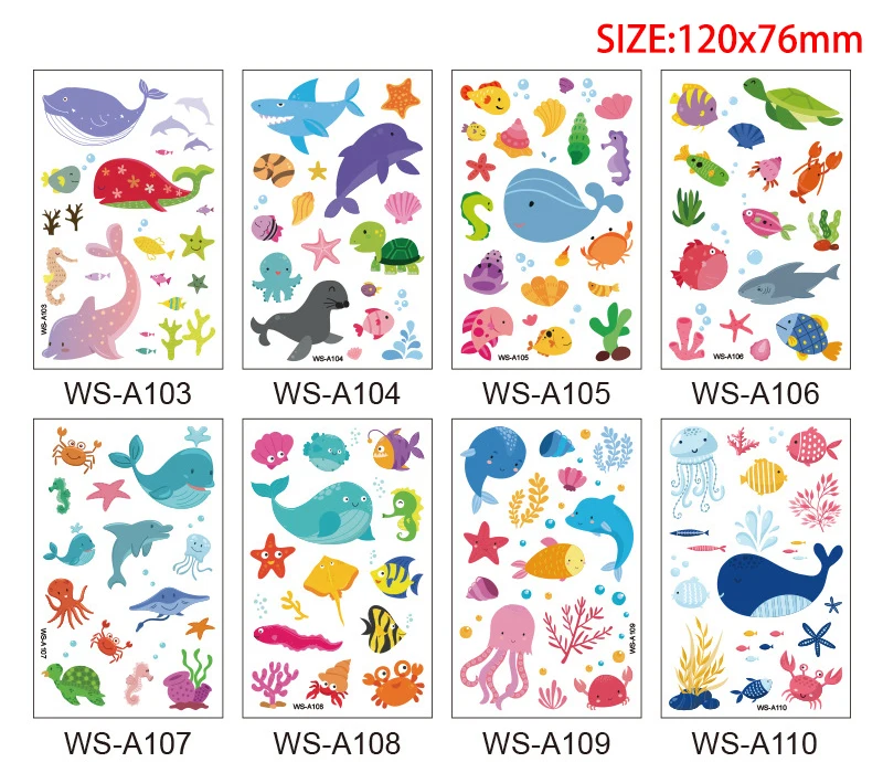 12x7.6cm Cartoon Cute Tattoo Design for Woman Man Kid Football Space Heart Sea Animal Bear Mermaid Sticker Temporary Body Tattoo (6)