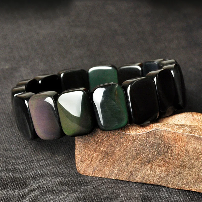 Natural Stone Bracelet Rainbow Obsidian Original Wrap Bracelet Bangles For Women Men Charms Gift Lucky Jewelry Wholesale