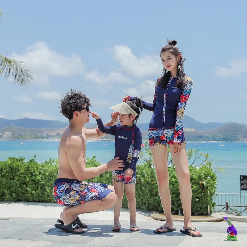 

2019 Korean-style Parent And Child Swimsuit Skirt Small Bust Gathering Split Type Two-Piece Set Slimming Conservative GIRL'S Big