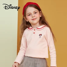 Платья для малышей с принтом «Дисней» Детская футболка с длинными рукавами в морском стиле с героями мультфильмов, осень года, топы для девочек, розовая одежда