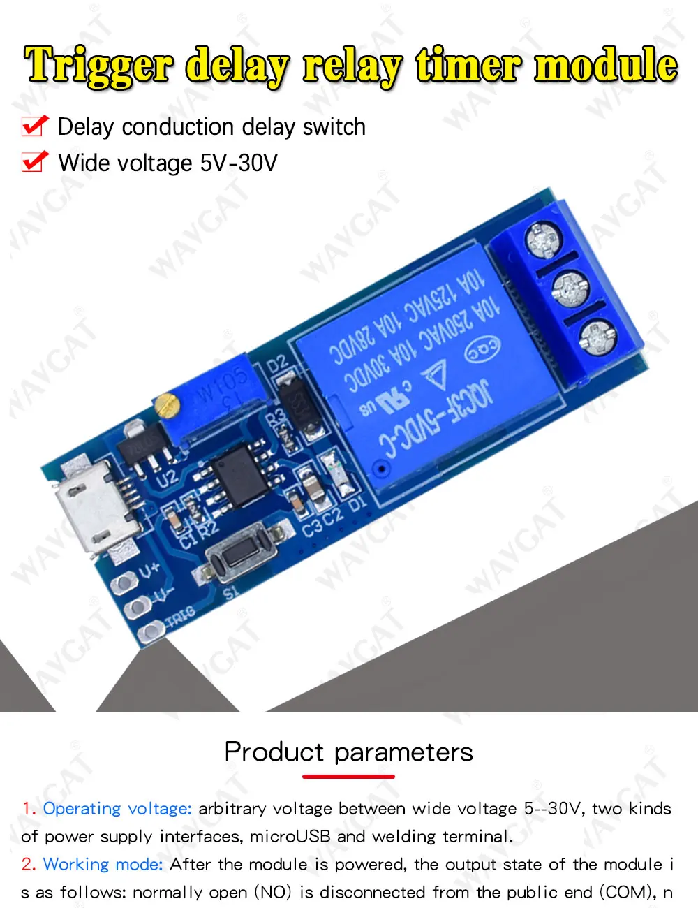 1PCS 5-30V Micro USB Power Delay relay Timer control Trigger delay switch M98 