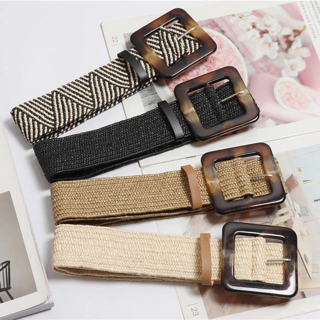 31.50-39.37in Women Knitted Belt Woven Stretch Elastic Straw Belt Dress  Waist Band Expandable Stretch Belts Webbing Strap - AliExpress