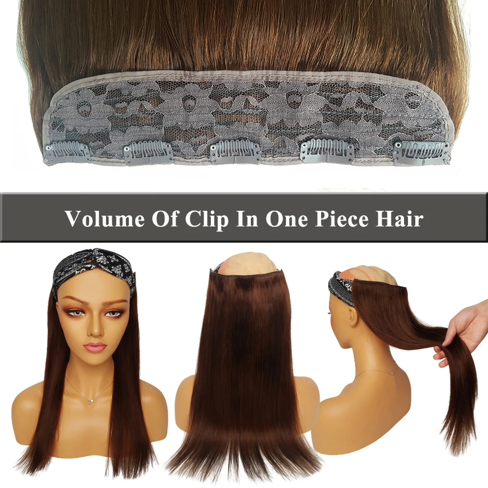 ShowCoco Clip In One Piece Human Hair Extensions Blonde Brown Brazilian 100% Remy Hair 14inch-24inch 100g/140g/180g hair extension