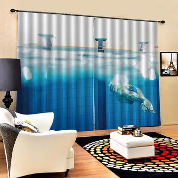 

blue water curtains photo Blackout Window Drapes Luxury 3D Curtains For Living room Bed room Office Hotel Home