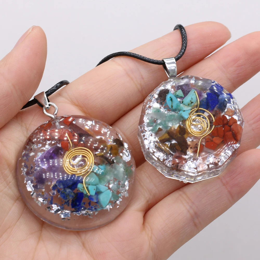 6PCS Wholesale Natural Stone 7 Chakra Irregular Shape Pendant Necklace Crafts For Woman Jewelry MakingDIY Necklace Charm Gift