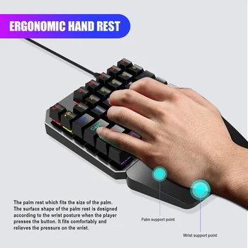 

Gaming Keyboard 35 Key Single Hand Professional Game Keypad with USB Wired for PUBG LOL CS Gamer