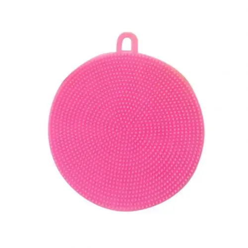 Pink Силиконовая круглая миска, кастрюля, щетка для мытья, скруббер, инструмент для домашней кухни - Цвет: Pink