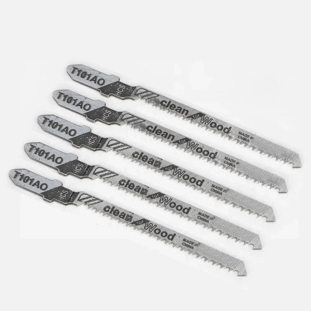 

5PC T-shank Jig saw blades Set carbon steel T101AO metal Jigsaw Blades Wood Cutter Set Fitting For Metal Wood PVC Boards Plastic