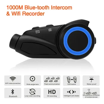 

Motorcycle Bluetooth Helmet Intercom 1000m Waterproof Group 6 Riders Intercom Wifi HD 1080P Camera for Video Recording