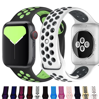 

Silicone Strap For Apple Watch band 44mm/40mm 42mm/38mm sport correa bracelet belt watch Accessories iwatch apple watch 5 4 3 2