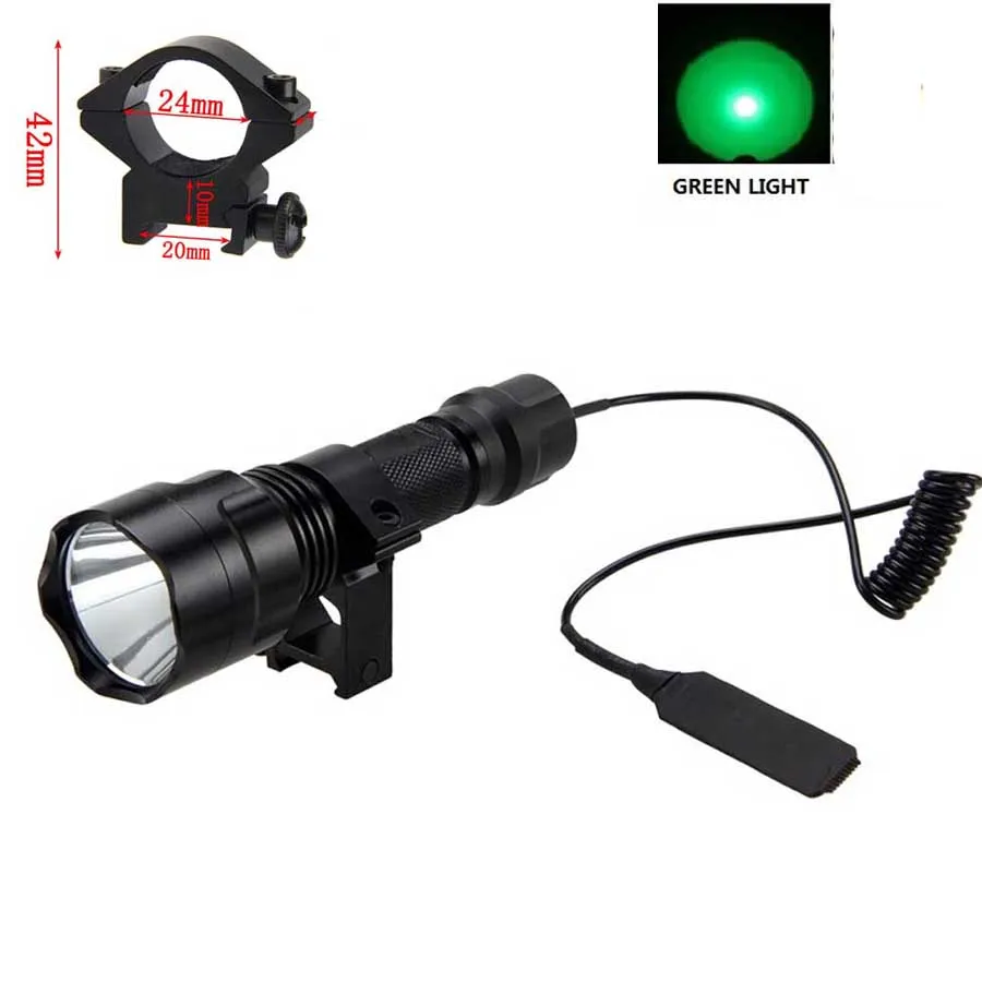 Портативный C8 CREE XM-L T6 белый/зеленый/красный светодиодный тактический фонарь 18650 аккумулятор фонарь для охоты высокого качества luz
