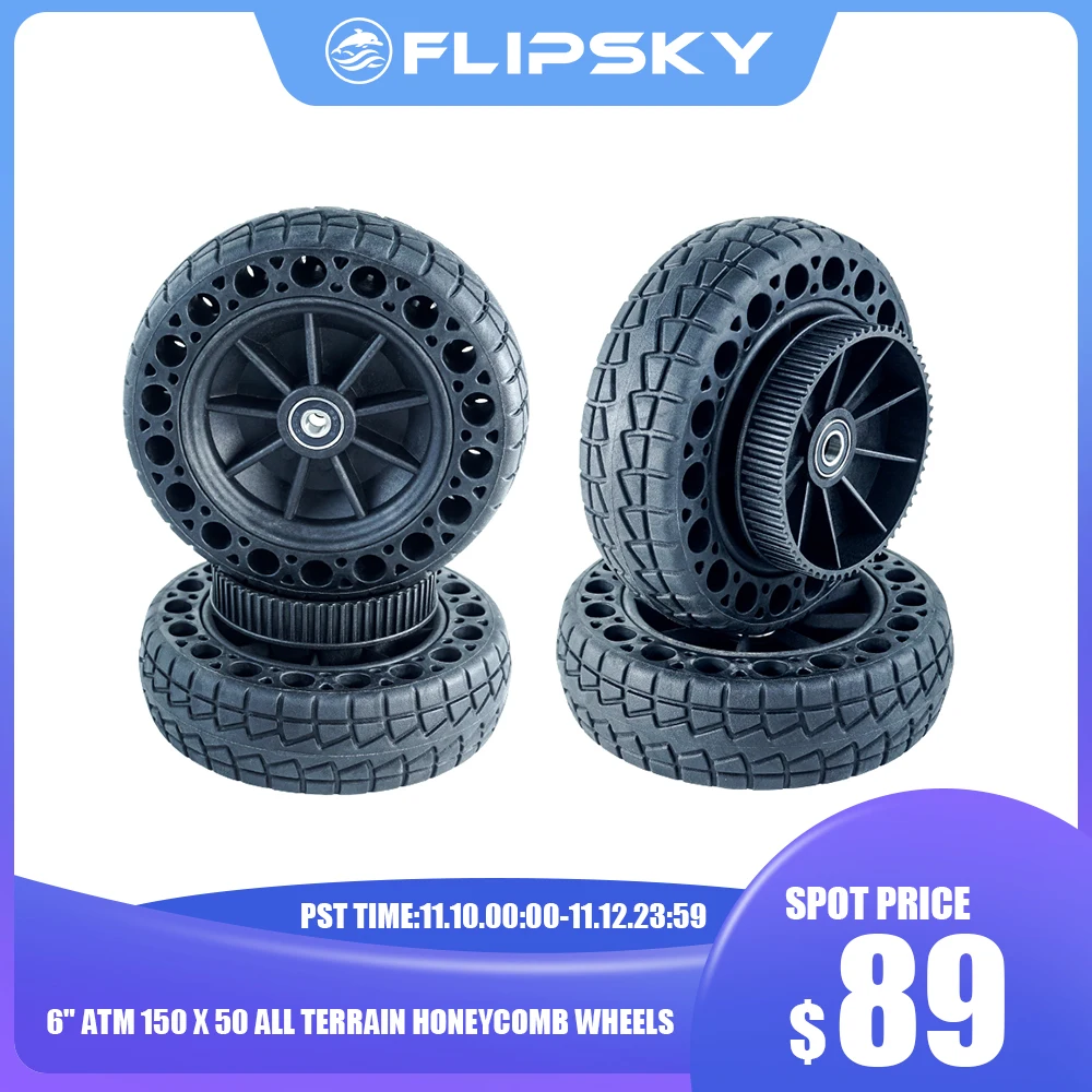 

4PCS 6" ATM 150 x 50 All Terrain Honeycomb Wheels Kit Pneumatic Rubber With Two Belt For DIY Skateboard /Scooter