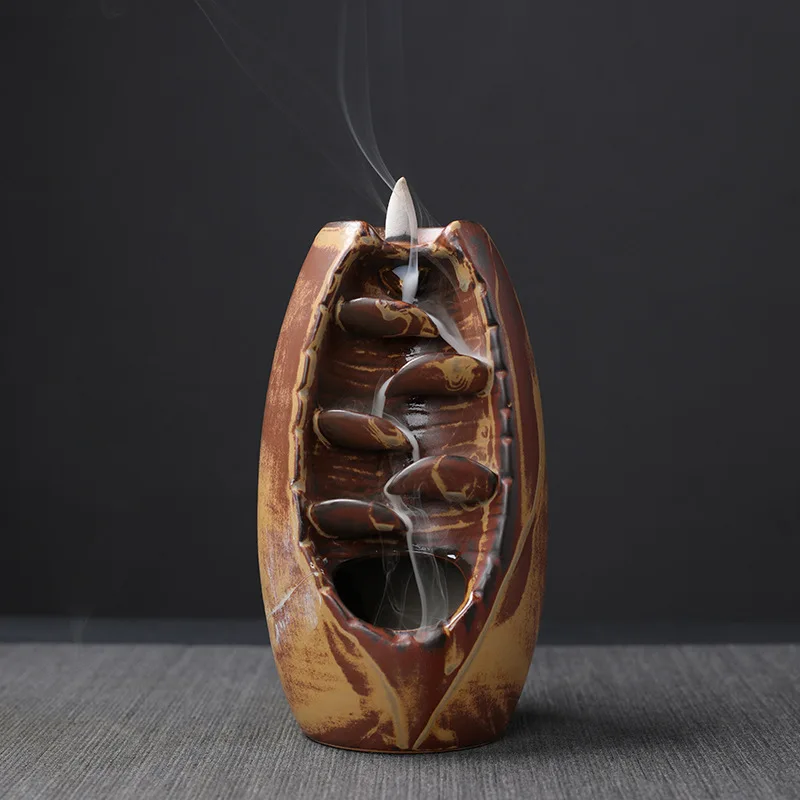 

Retro Incense Burner Mountain Shape River Handicraft Reflow Oven Ceramic Incense Holder Decoration Holiday Gift Home Decoration