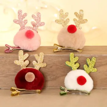 

Christmas Decoration Antler Hairpin Plush Hair Clip Adorable Cartoon Head Buckle Girls Christmas Gift Headdress