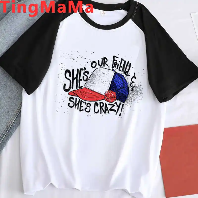 Stranger Things Upside Down summer top clothes female vintage white t shirt casual 2021 couple tshirt kawaii | Женская одежда