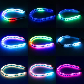

2pcs 60cm 12V Sequential Flowing RGB Car Daytime Running Light DRL Multi Color LED Strip Turn Signal Lights