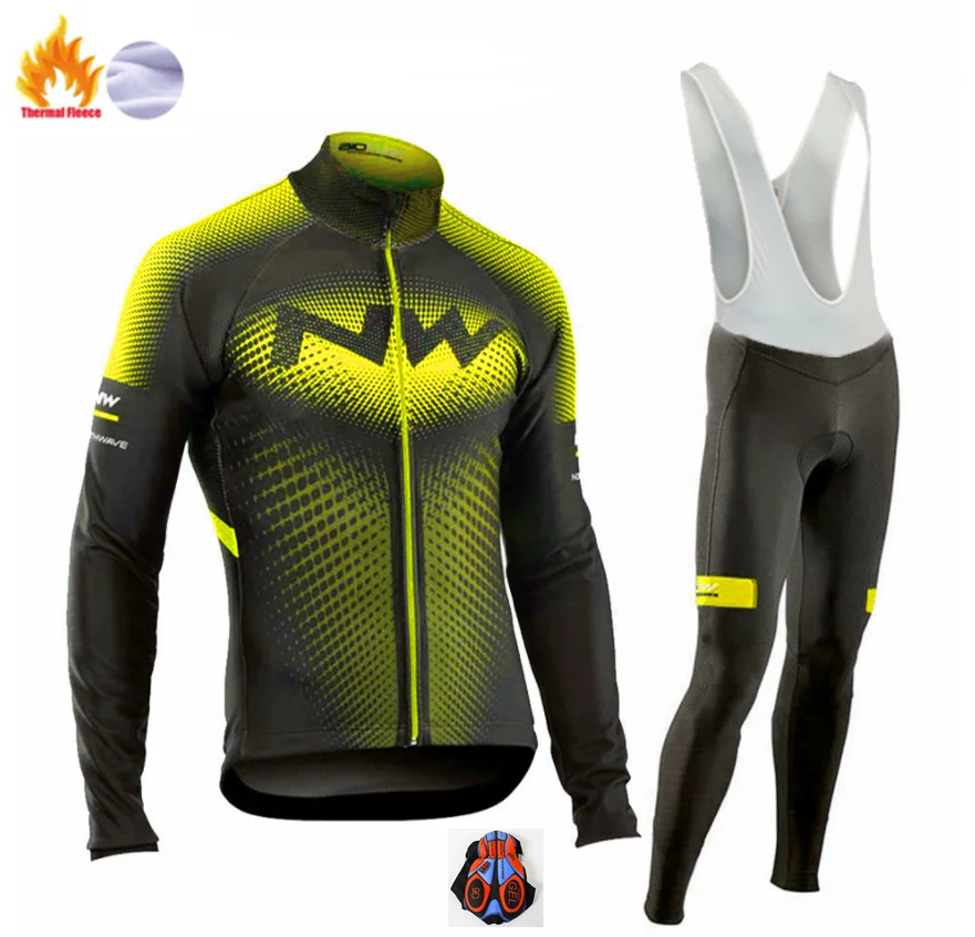 Велосипедная майка Pro Team NW Ropa Ciclismo Hombre Triathlon, комплект для велоспорта MTB, одежда для велоспорта Northwave, комплект для велоспорта с нагрудником и штанами - Цвет: Winter Jersey Suit