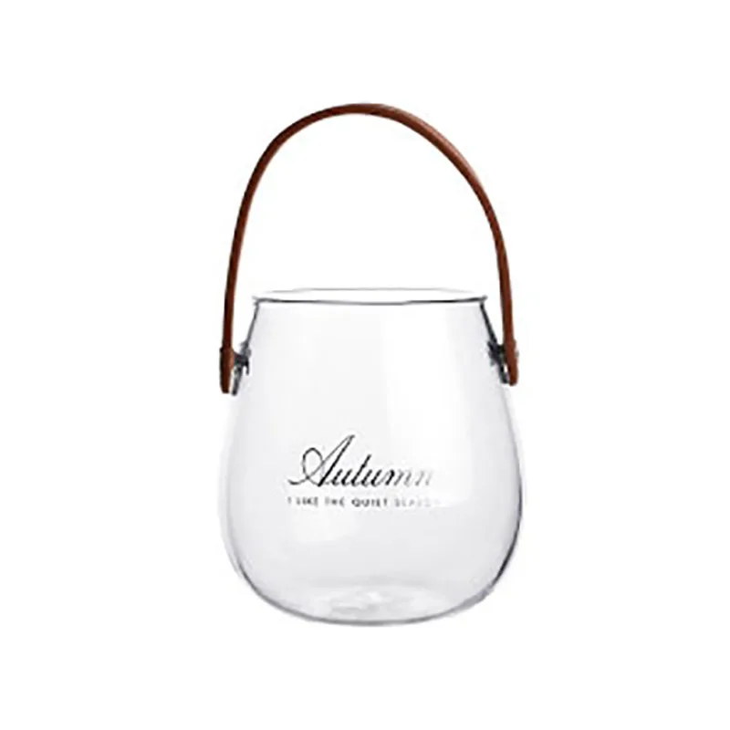 JEYL уникальная шикарная Скандинавская стеклянная банка для хранения, бутылка с кожаной ручкой, Минималистичная настольная бутылка для хранения, органайзер для цветочной вазы Contai