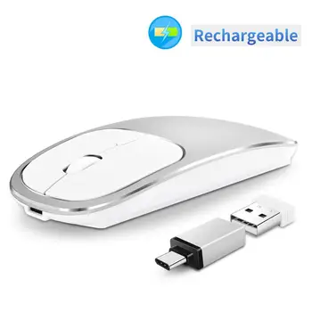 

Rechargeable Wireless Mouse Metal 2.4G Noiseless Silent Click Wireless Optical Mouse with USB Receiver Compatible with Notebook