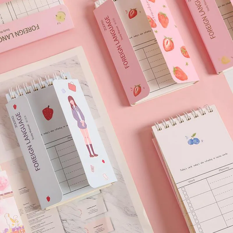 

1 Pcs Cute Mini Cherry Sakura Fruits Pig Girls Foreign Language Vocabulary Coil Book Notebooks Diary Notepad Escolar Stationery